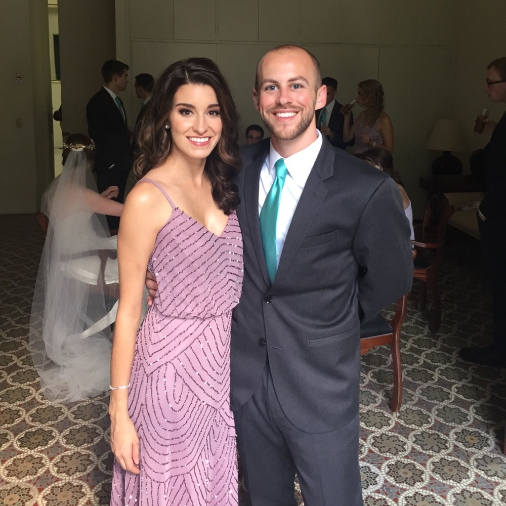 Adrianna papell lavender bridesmaid dress