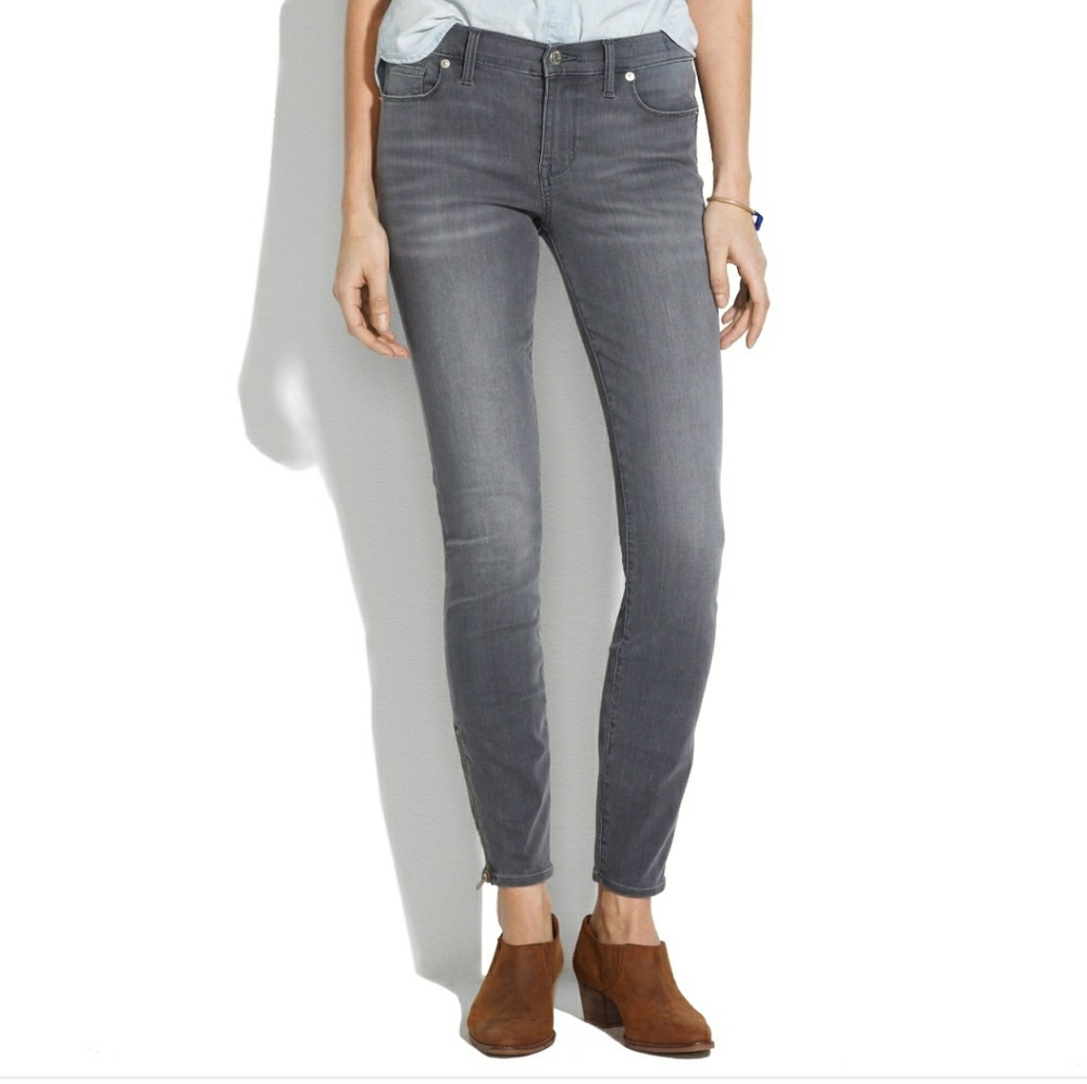 Madewell skinny skinny grey zip jeans