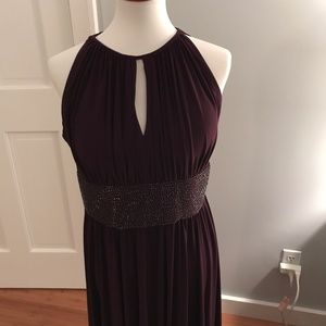 NWT sleeveless beaded jersey gown - eggplant
