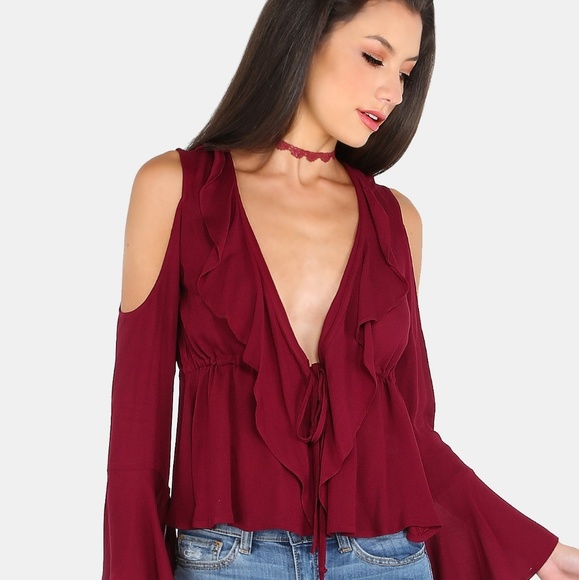🍁 Just In! 🍁 Ruffle Cold Shoulder Top - Picture 5 of 6