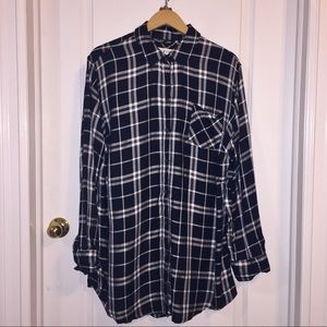 Ava & Viv Black Plaid Flannel Button-Up