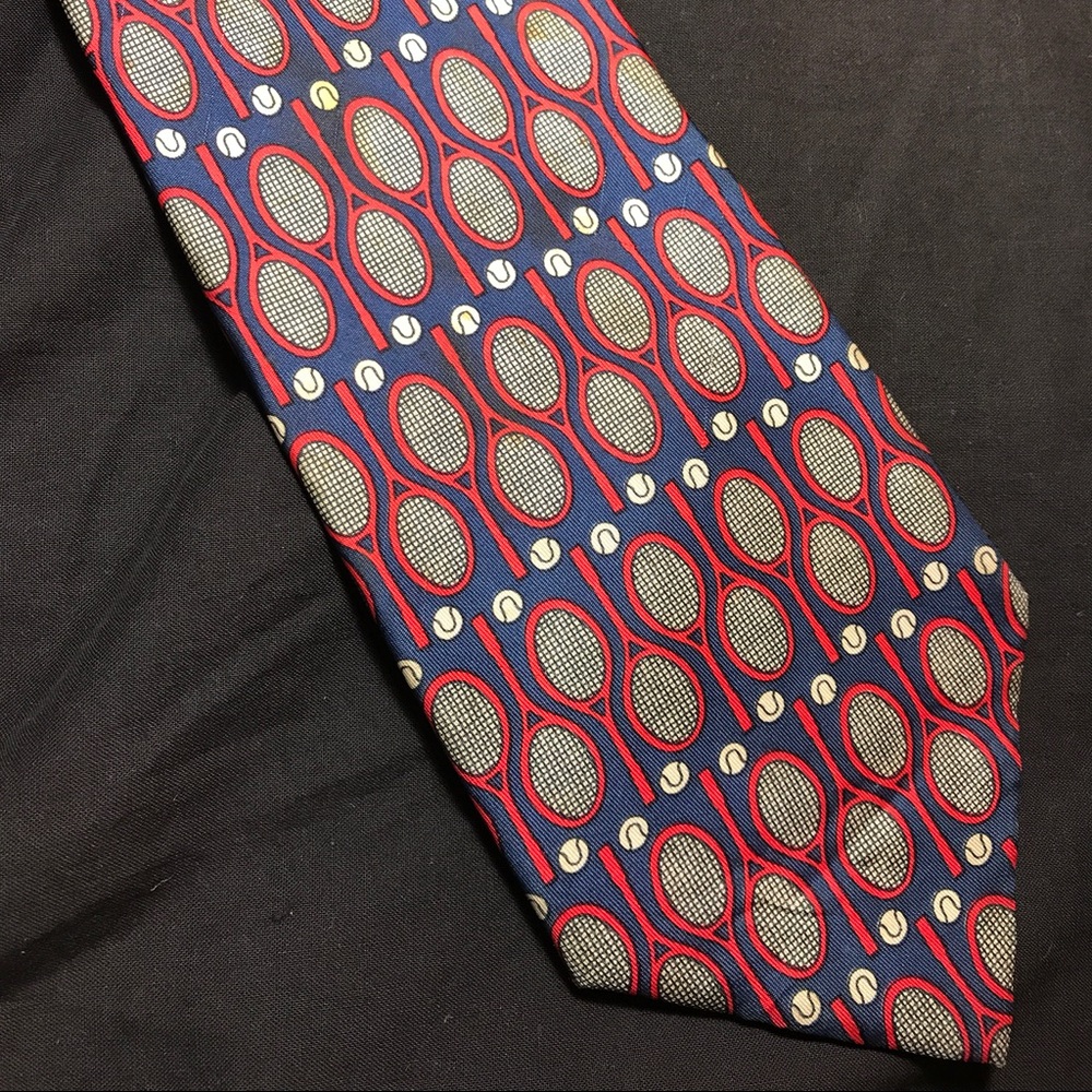 Hermes vintage Necktie Tennis Theme Stained