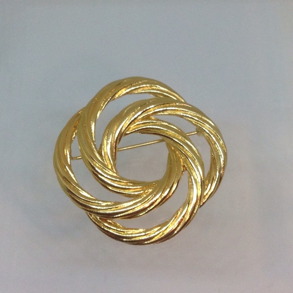 MONET Signature Gold Tone Texture Swirl Brooch Pin