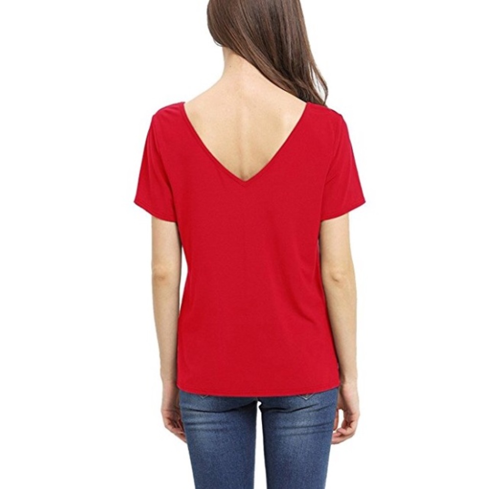 Strappy Cross V Neck and Back Short Sleeve Top - Picture 2 of 3
