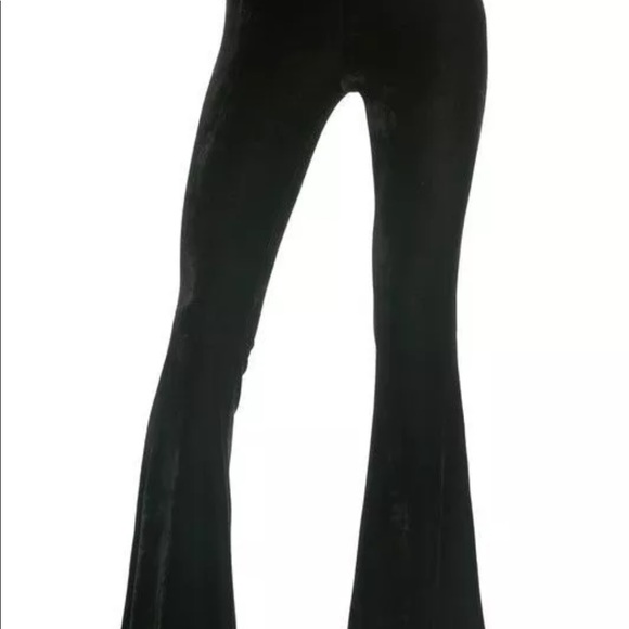 Black velvet velour long pants bell bottoms flared rave vintage festival y2k - Picture 3 of 3