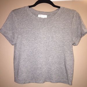 Forever 21 Gray Cuffed Short Sleeve Crop Top Tee M Forever 21 Gray Cuffed Short Sleeve Crop Top Tee M