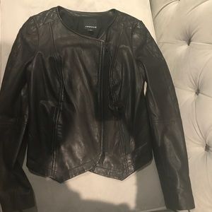 Trouve Quilted Detail Leather Jacket