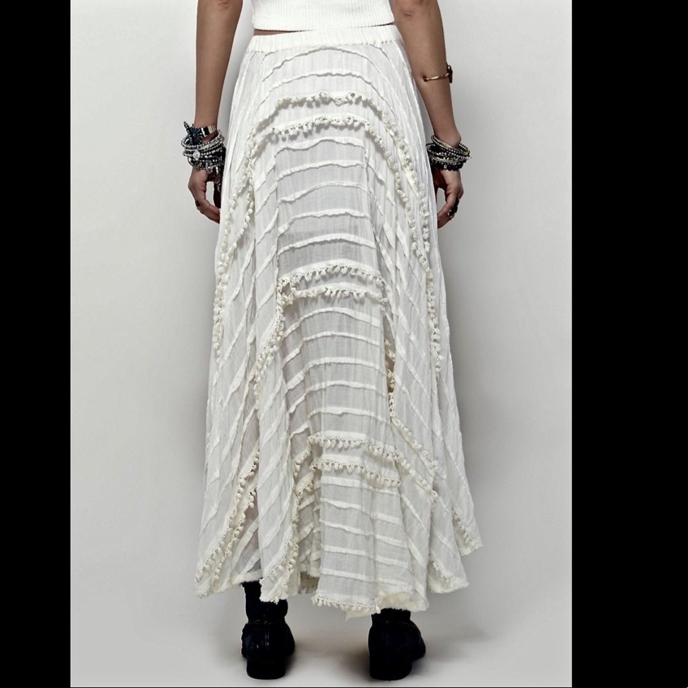 Free People Semi Sheer Tassel Full Swing Skirt  M - Picture 4 of 6