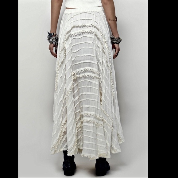 Free People Semi Sheer Tassel Full Swing Skirt  M - Picture 4 of 6