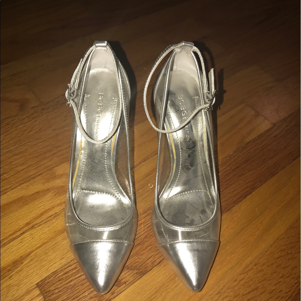 Clear & silver heels