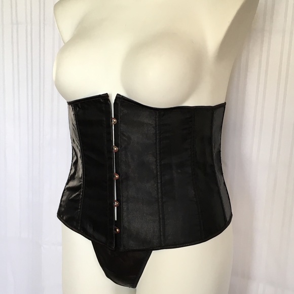 NIP Black satin underbust boned corset/waist train - Picture 3 of 4