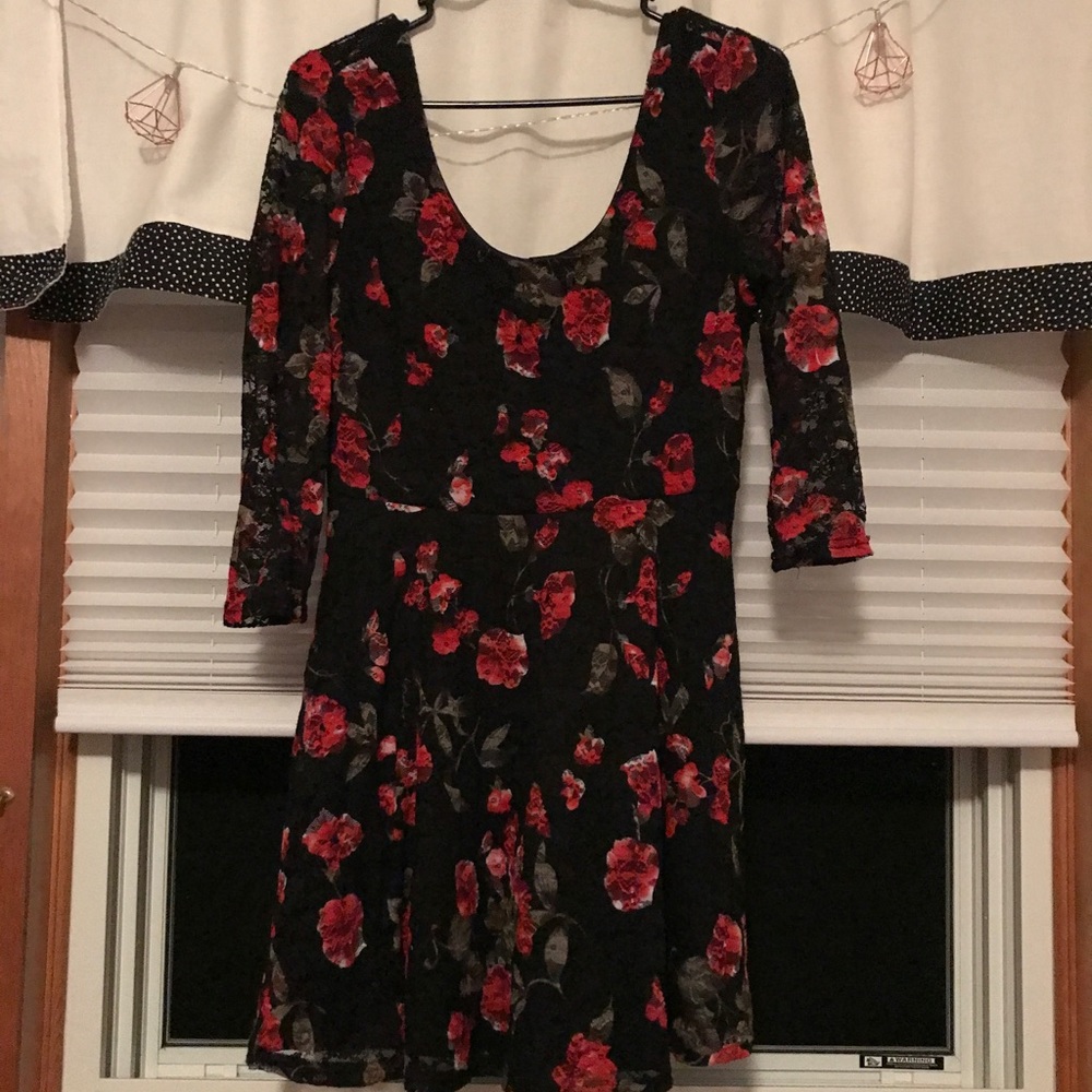 Black and Red Dress with Roses