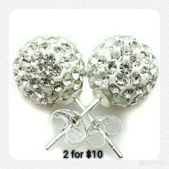 Jewelry - ⭐2/$10 White Shamballa Stud Earrings