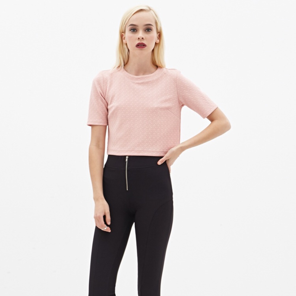 Pink Boxy Crop Top