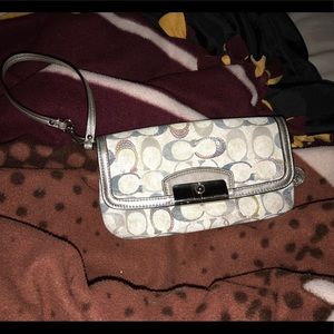 Coach wristlet White with blue and silver sequins