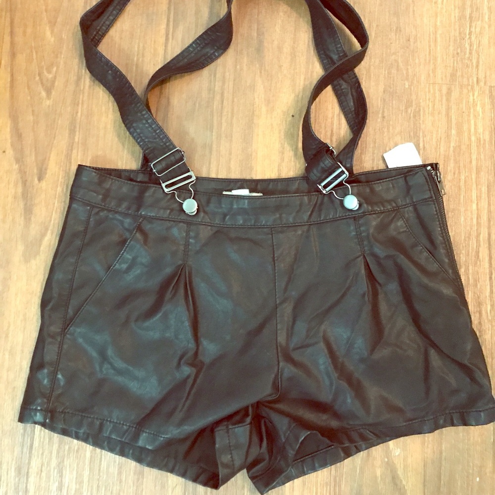 Brand new with tags leather overall shorts