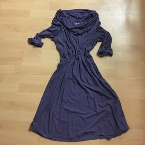 Cowl-neck striped cotton dress