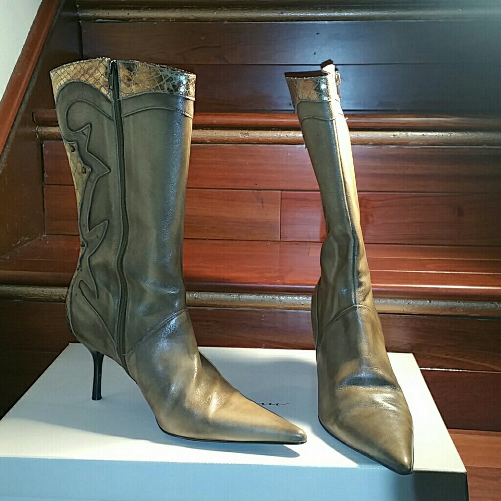 Bronze Heeled Cowboy Boot