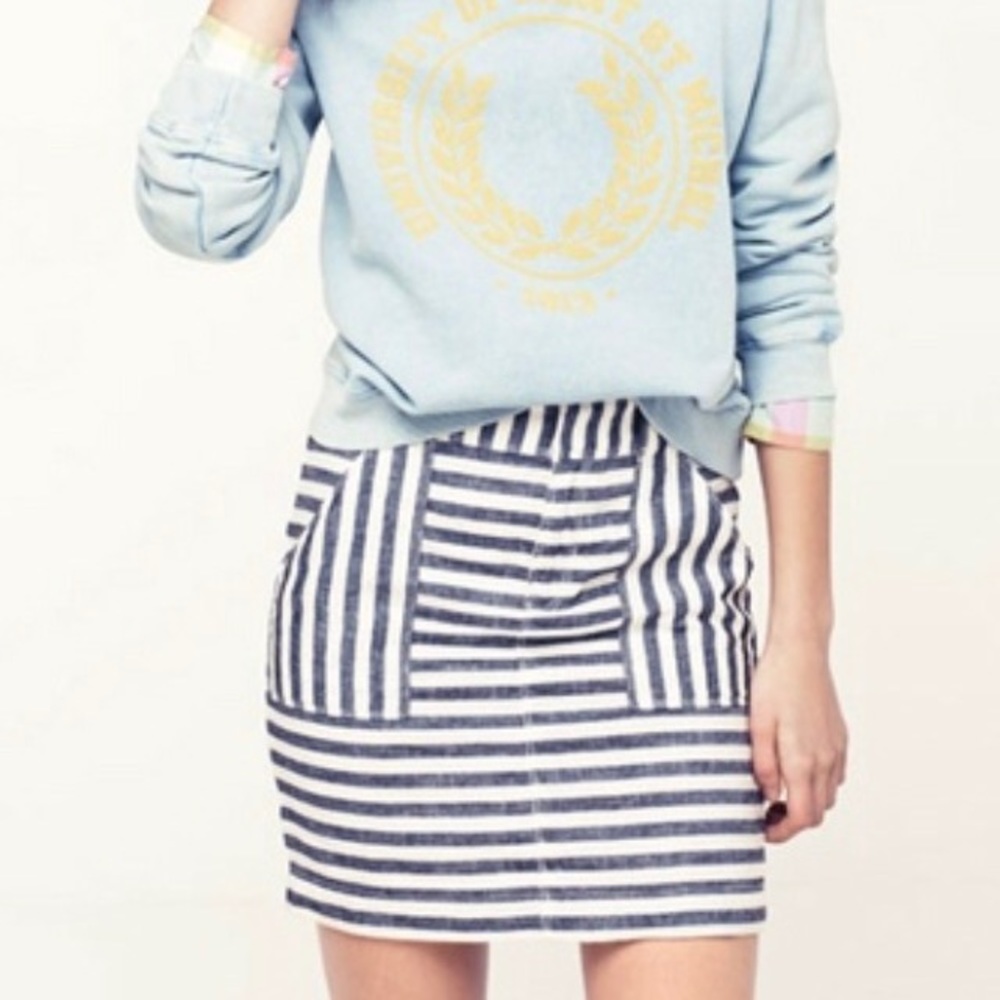 Madewell blue and white striped miniskirt