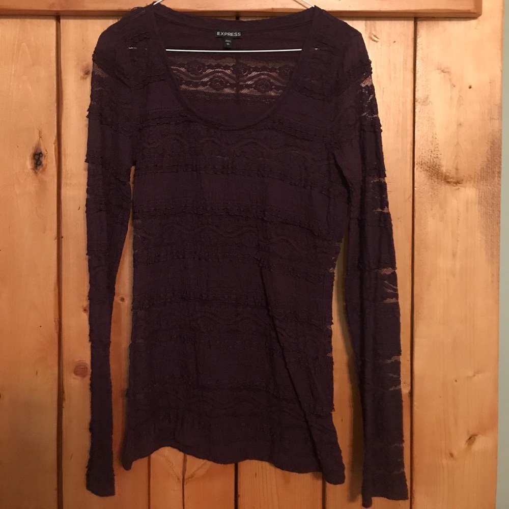 Lace see-through purple Express shirt