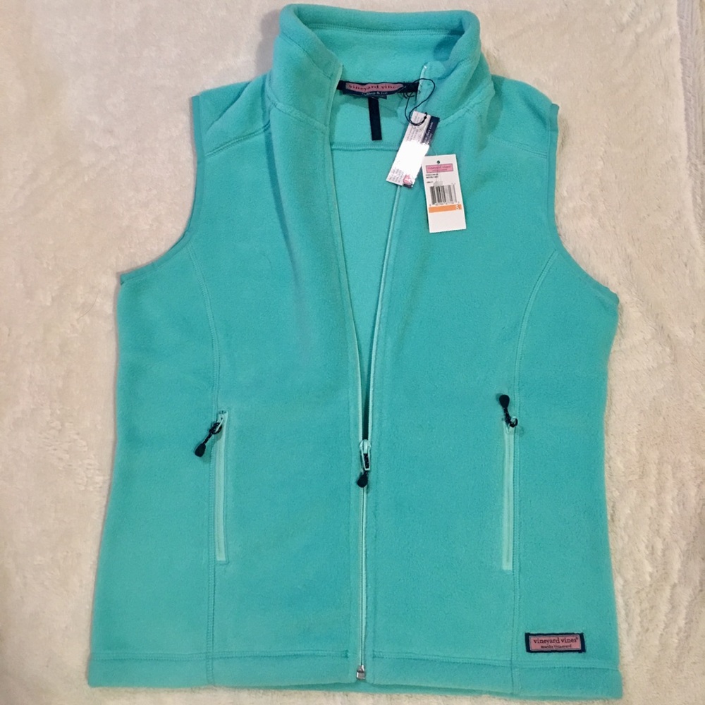 Vineyard Vines - Turquoise Fuzzy Vest- WITH TAGS