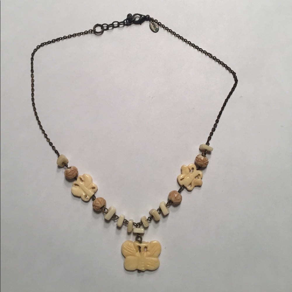 Faux bone butterfly necklace