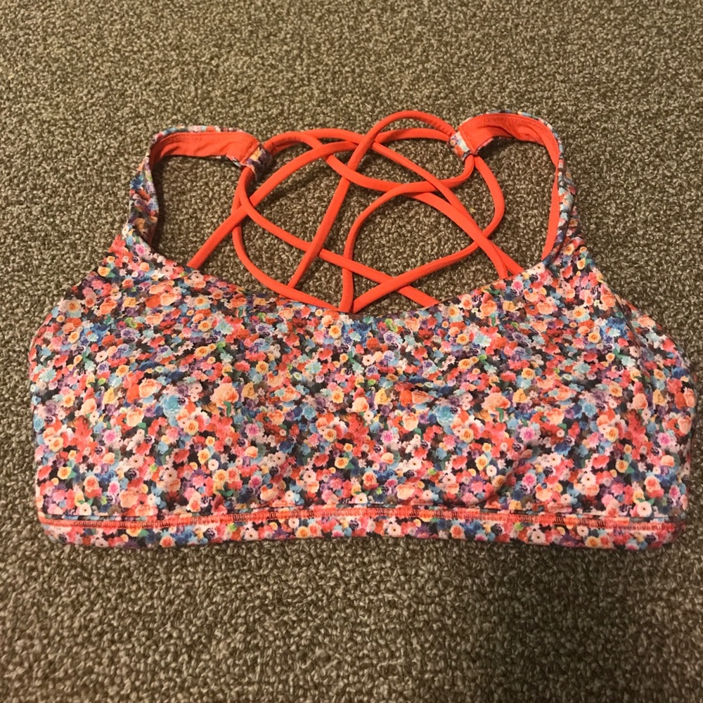 Lululemon pink floral free to be wild bra