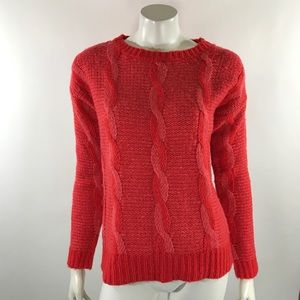 Sparkle Fade Sweater Med Coral Orange Pink Cable Sparkle Fade Sweater Med Coral Orange Pink Cable
