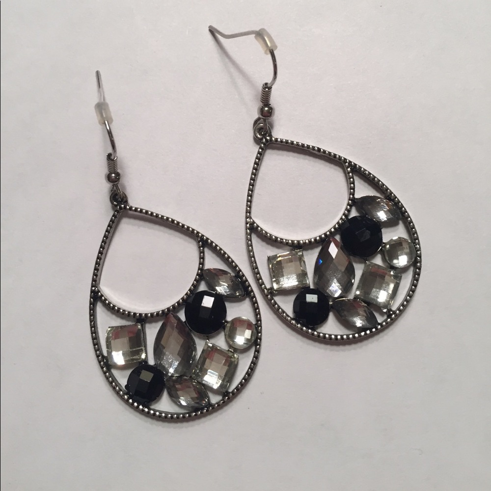 Black and crystal earrings