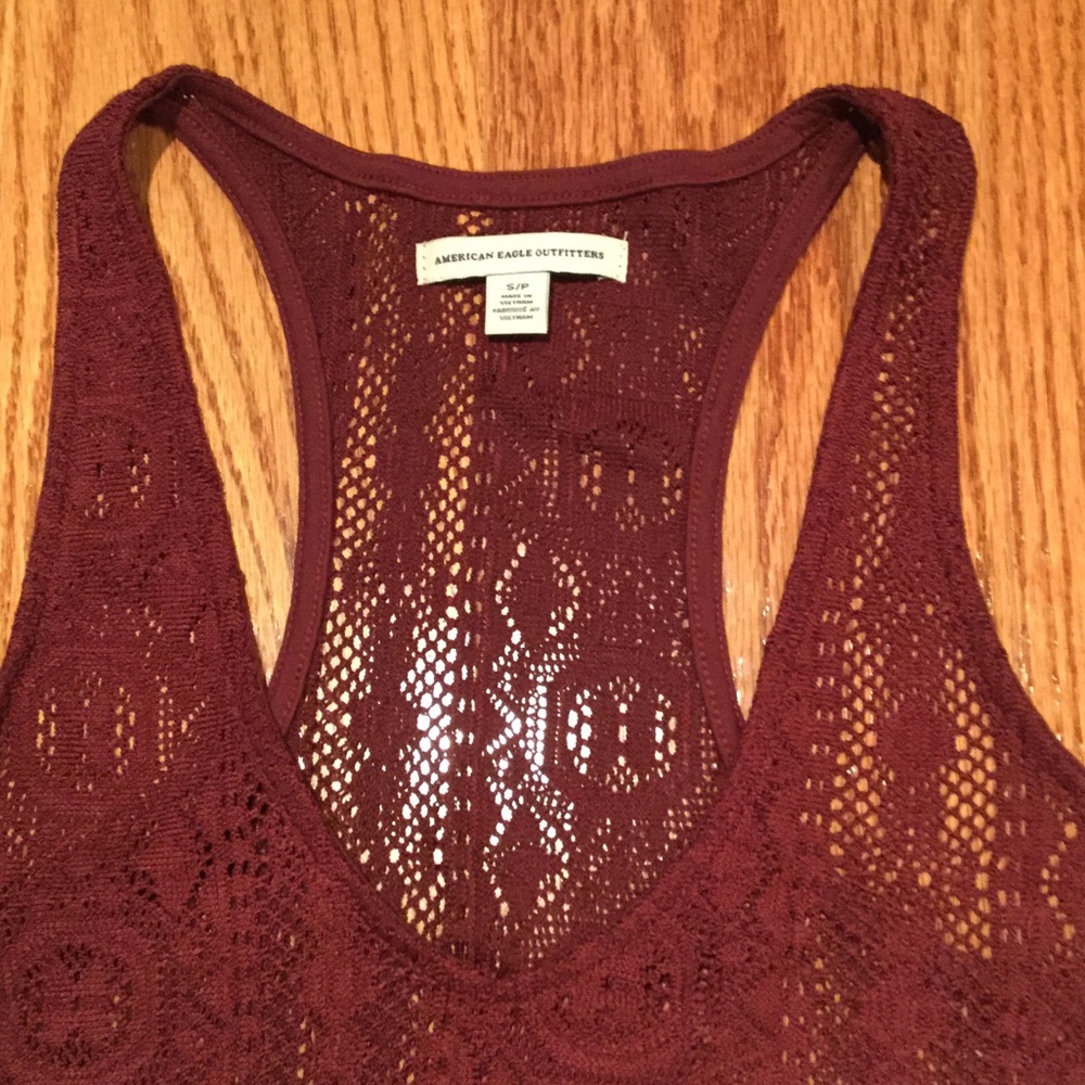 American Eagle Maroon Lace Top - Picture 2 of 4