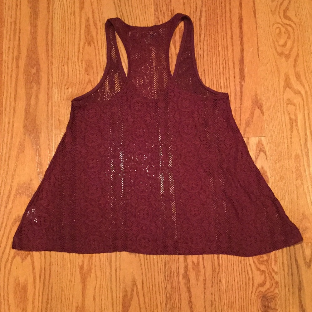 American Eagle Maroon Lace Top - Picture 3 of 4