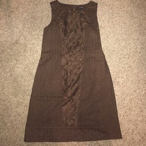 WHITE HOUSE BLACK MARKET BROWN PATTERN DRESS SZ 8