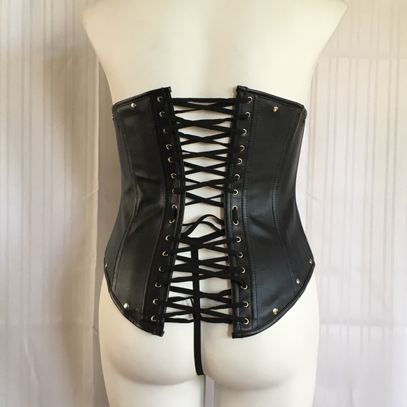 Black faux leather underbust corset/waist trainer - Picture 4 of 4