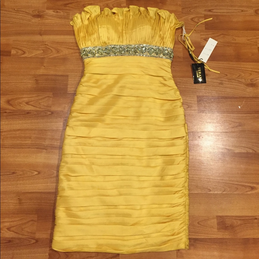 Terani Couture strapless cocktail dress