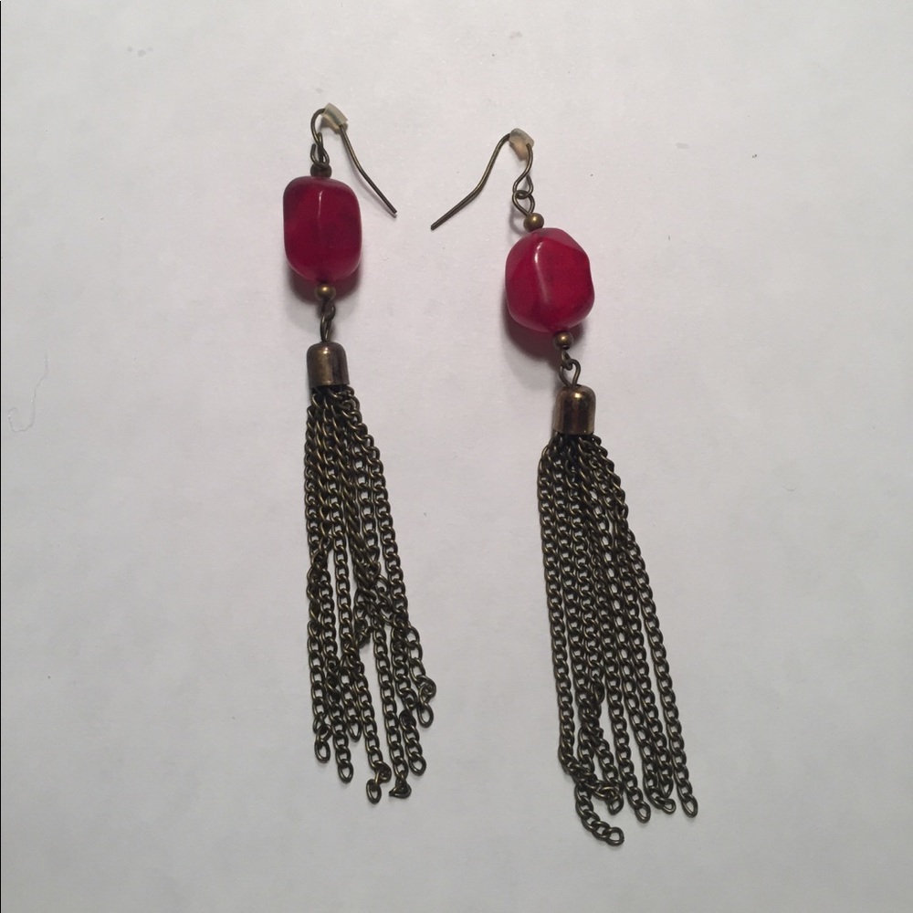 Red and bronze earrings