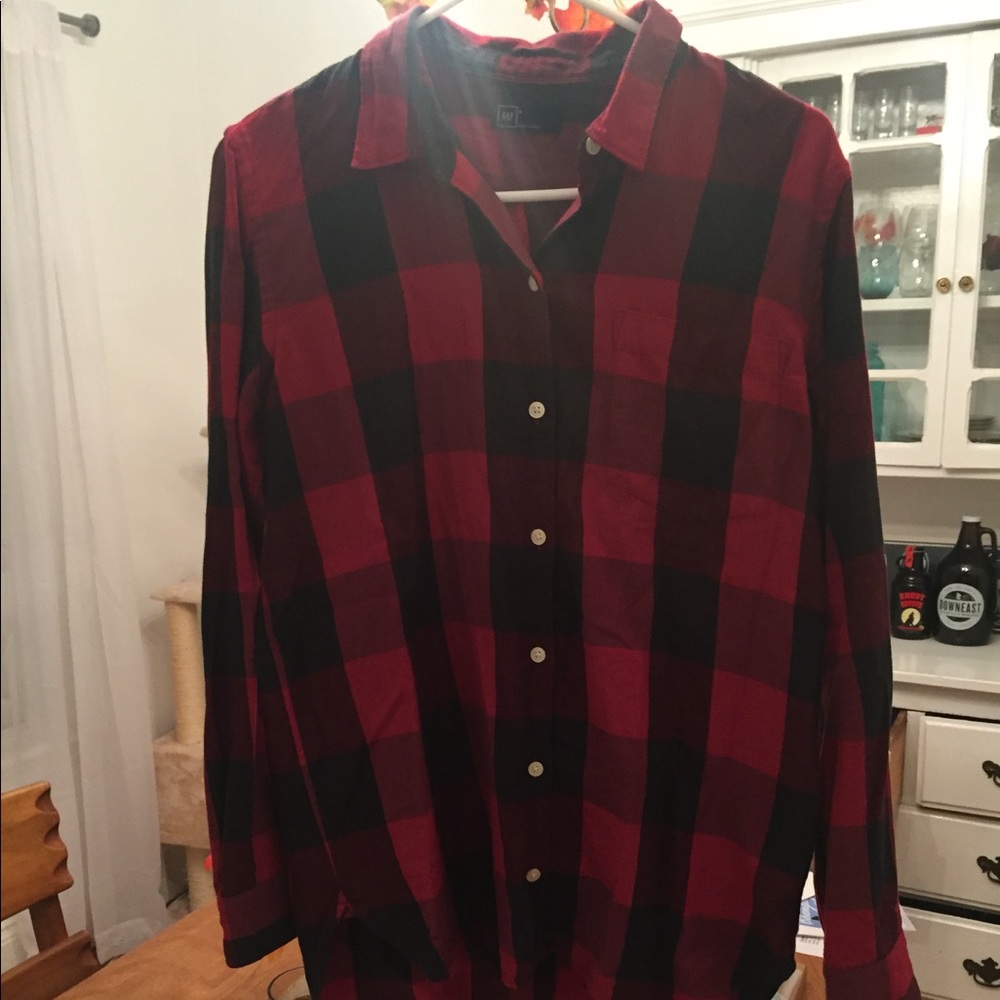 Red and Black Plaid Gap Button Down