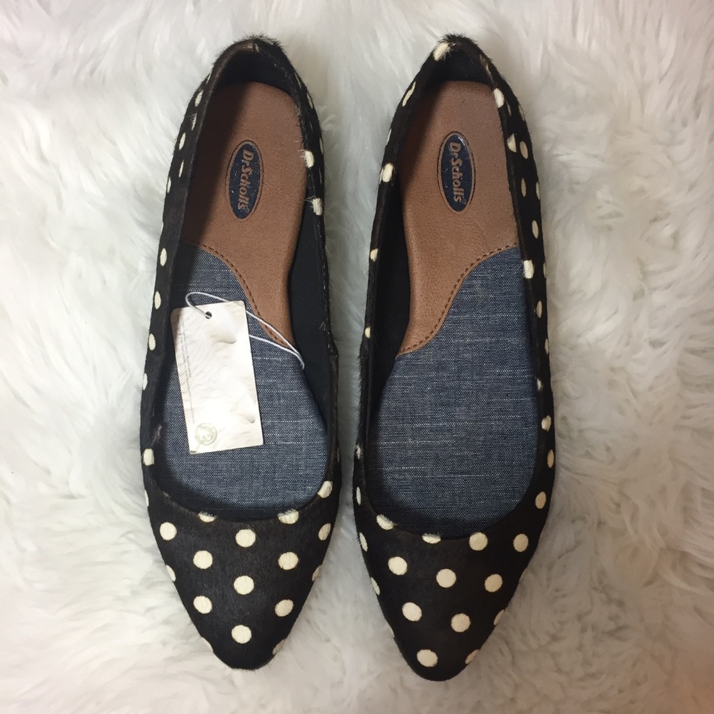 ❌SOLD❌ Dr Scholls Really Black White Dot Flats New - Picture 2 of 8