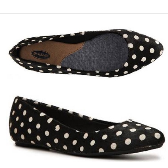 Dr Scholls Shoes - ❌SOLD❌ Dr Scholls Really Black White Dot Flats New