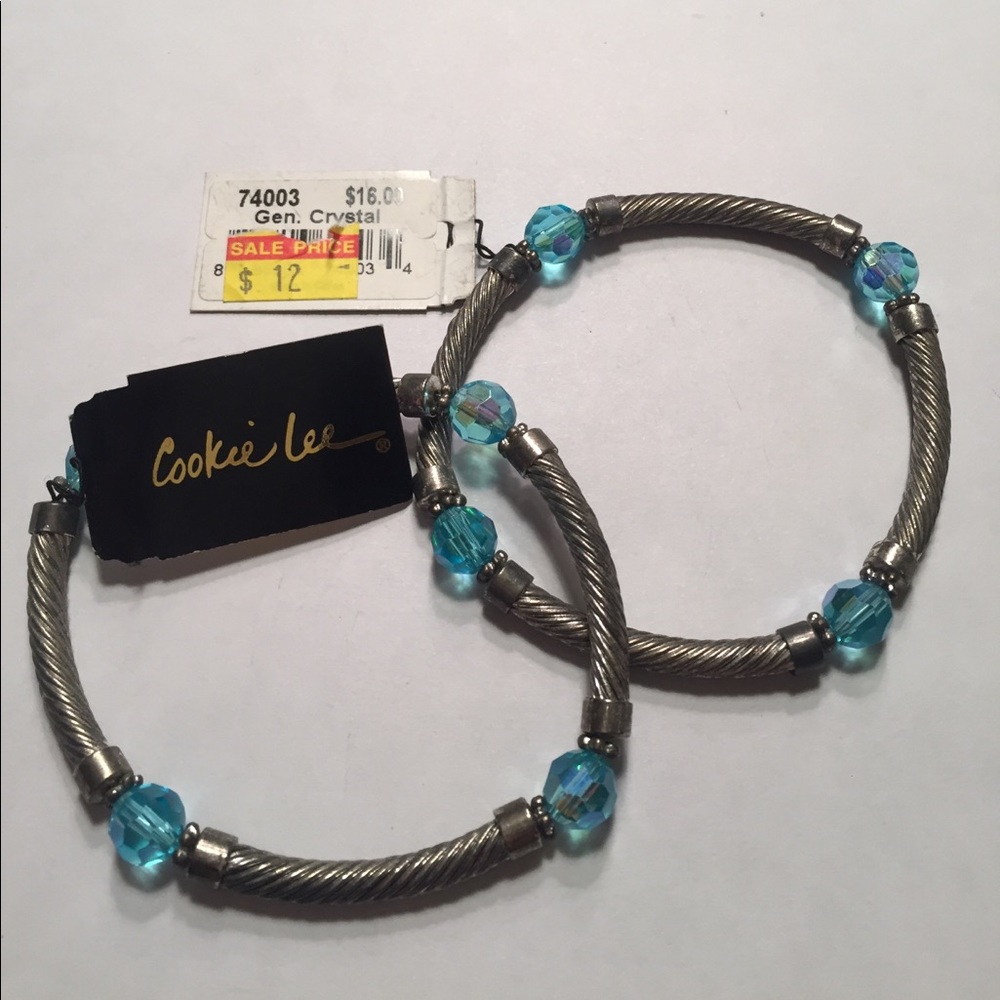 Silver and blue crystal bracelets