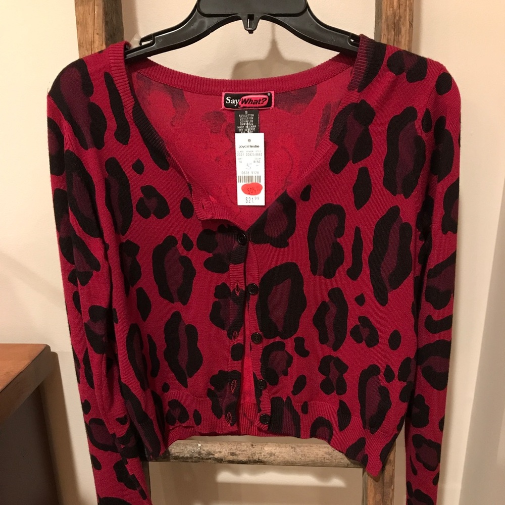 Leopard print cropped cardigan