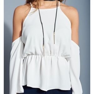 NWT cold-shoulder peplum top