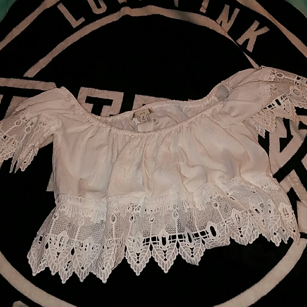 White Pleasant Over The Shoulder Top