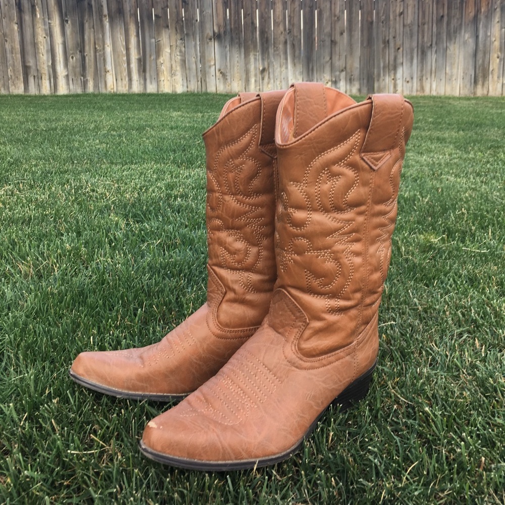 Tan cowboy boots