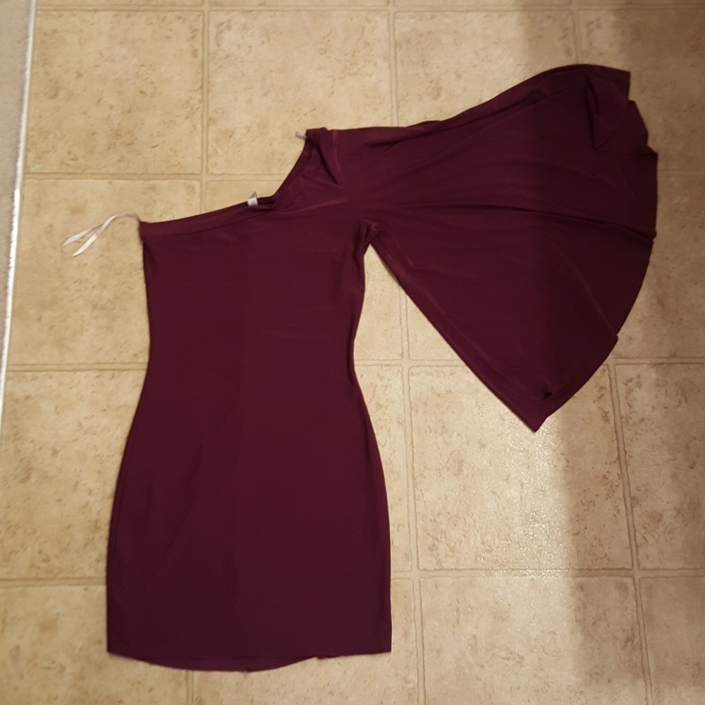 Foreplay one sleeve mini dress