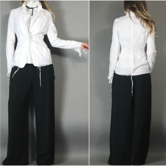 ❌SOLD ❌ White Deconstructed Edgy Raw Jacket - Picture 4 of 5