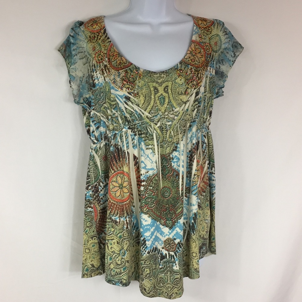 One World Ruched and Studded Top Size M