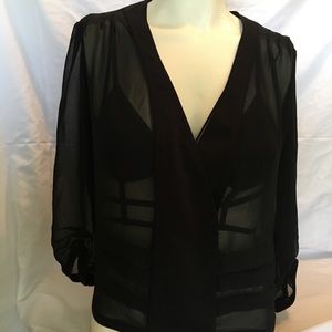 Silence and Noise Sheer Long Sleeve Blouse Silence and Noise Sheer Long Sleeve Blouse