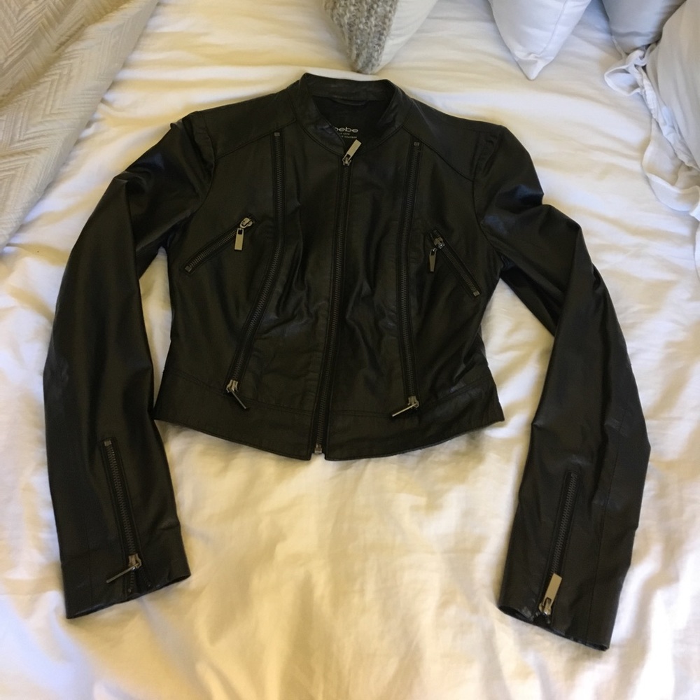 Bebe leather motorcycle jacket