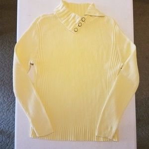 Liz & Co Yellow Button Cowl Neck Sweater Size XL