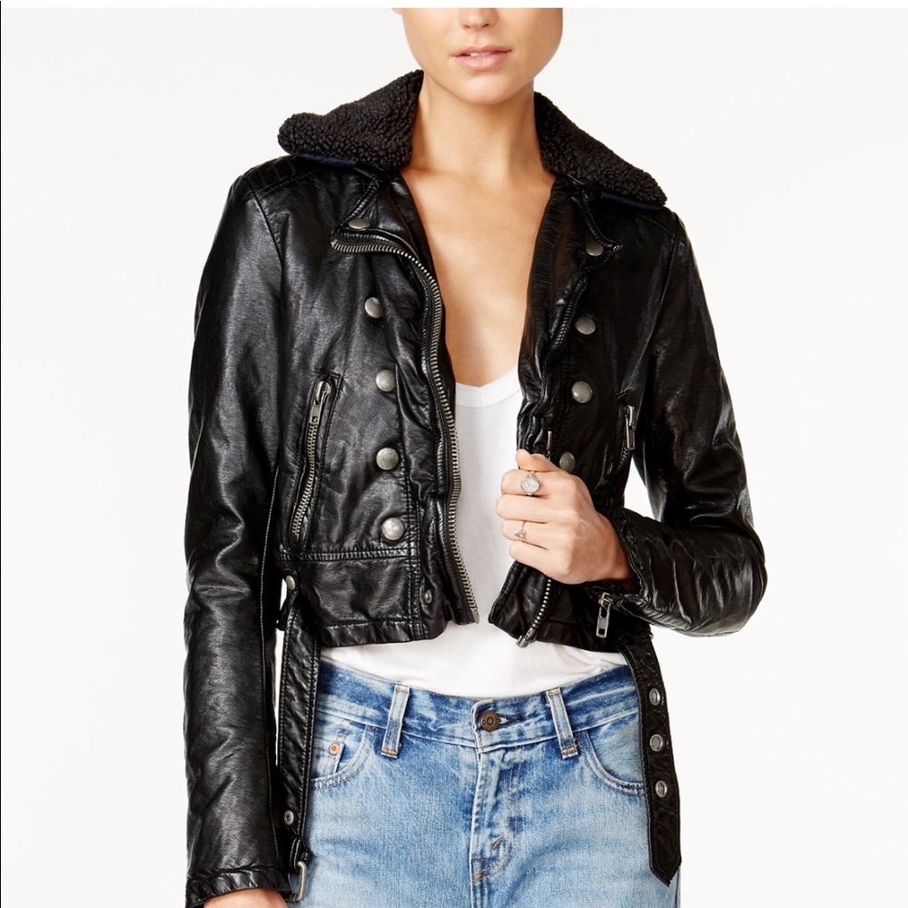 Free People Vegan Leather Jacket Authentic NWT - Picture 4 of 8